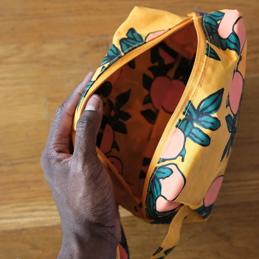BAGGU Orange Tree Dopp Kit Yellow Fruit Print Recycled Nylon Travel Bag OS